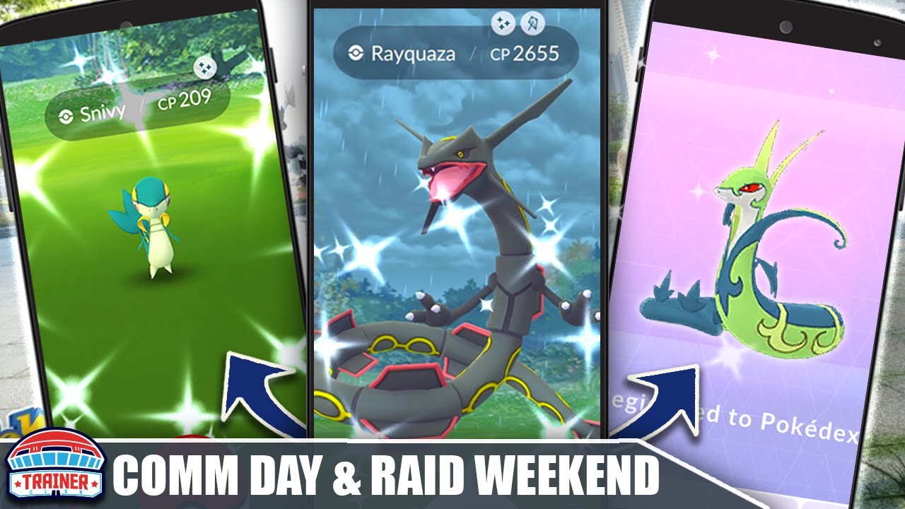 INCOMING! *SHINY RAYQUAZA & SHINY SNIVY* – RAID WEEKEND & COMMUNITY DAY! | Pokémon GO