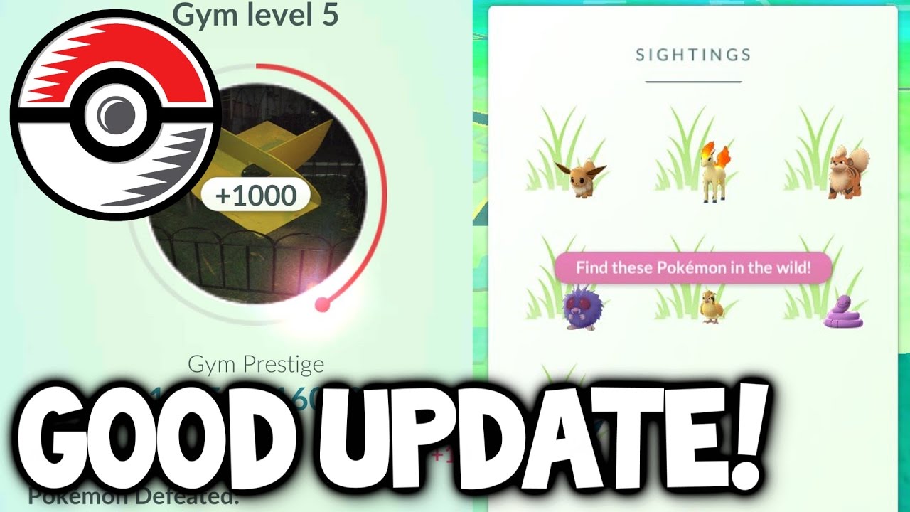 POKEMON GO NEWS! SIGHTINGS BACK FOR RURAL POKEMON GO PLAYERS & GYM TRAINING EASIER AGAIN!