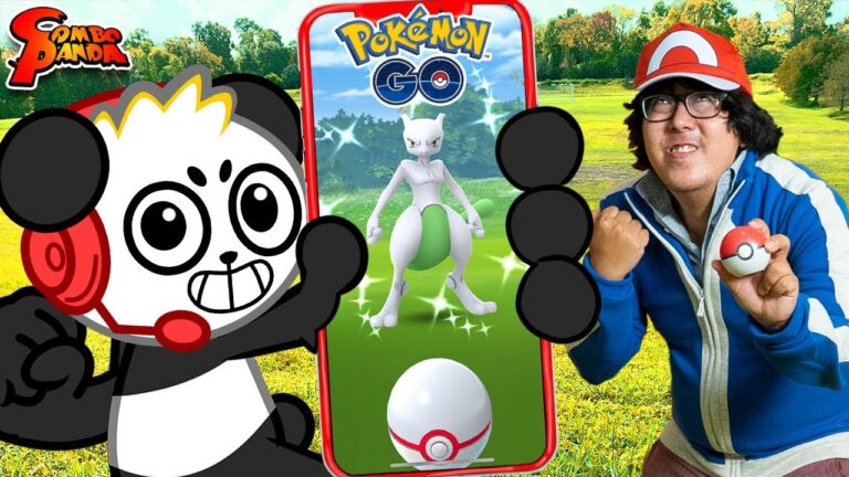 RYAN’S DADDY CHALLENGES COMBO PANDA TO POKEMON GO IN REAL LIFE! Who can catch SHINY MEWTWO first?