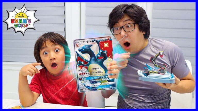 Ryan and Daddy opening Giant Size Pokemon Cards!!!