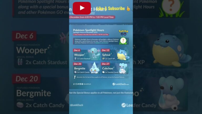 Pokemon Go News | Pokémon Spotlight Hours in December 2022