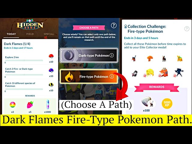 Dark Flames 🔥 Fire Type Pokemon Timed Research Pokemon Go Choose A Path | Pokemon Go Research