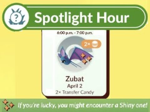Pokemon GO News: Spotlight Hour, Tuesday, April 2, 6PM-7PM Local time! #Spotlighthour #Zubat
