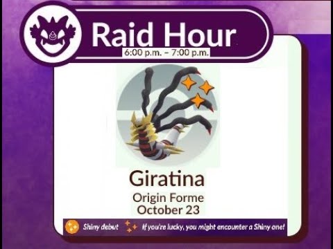 Pokemon GO News: Raid Hour, Wednesday, October 23, 6PM-7PM Local time! #Giratina #raidhour