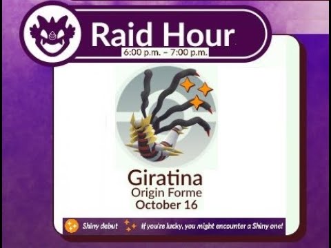 Pokemon GO News: Raid Hour, Wednesday, October 16, 6PM-7PM Local time! #Giratina #raidhour